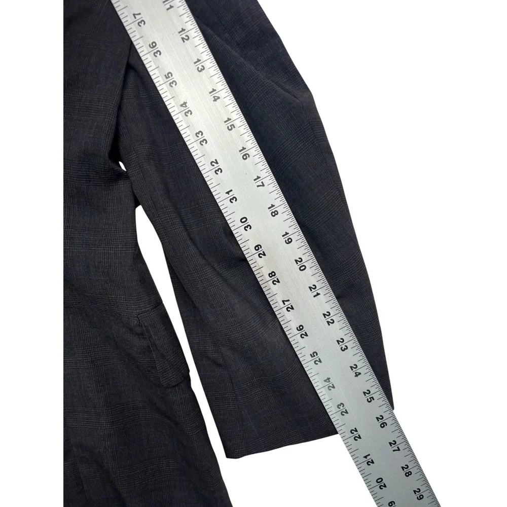 vtg 90s Oxxford Clothes 48R 40x31 Charcoal Plaid 2pc Pant Suit Bespoke USA Wool